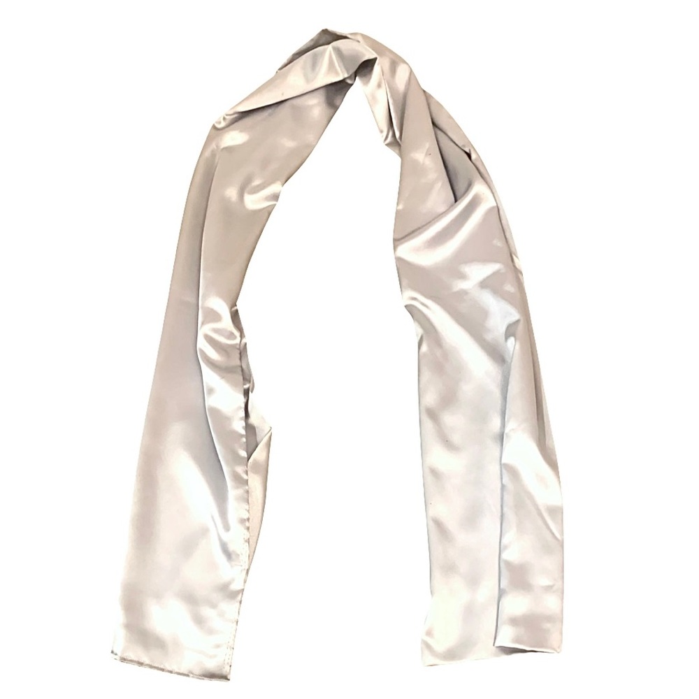 Silver gray satin shawl / scarf